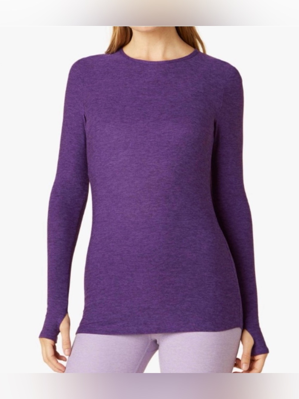 Beyond Yoga Featherweight Long Sleeve Crew Pullover, Purple Dahlia, Large